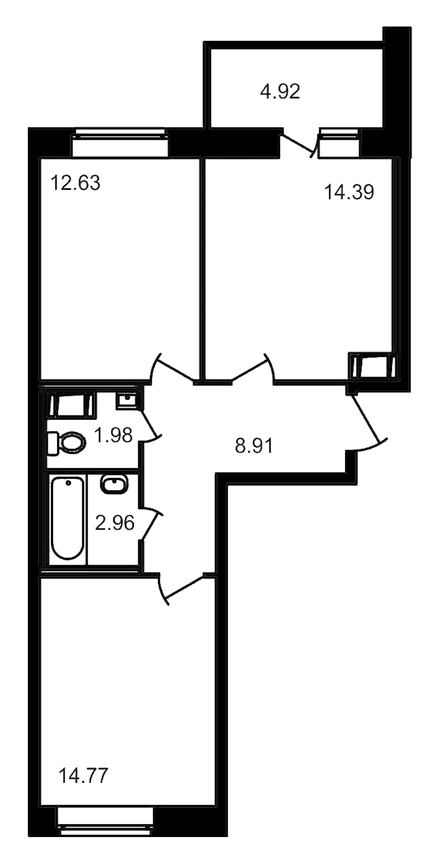 2-комнатная, 61 м² — ЖК ЖК Северный