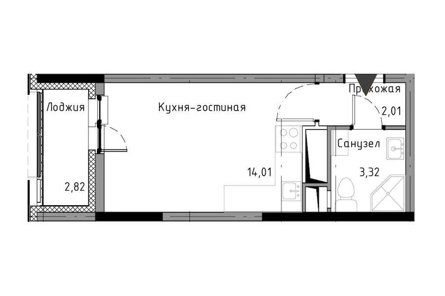 Студия, 21 м² — ЖК ЖК Нью Тайм (New Time)