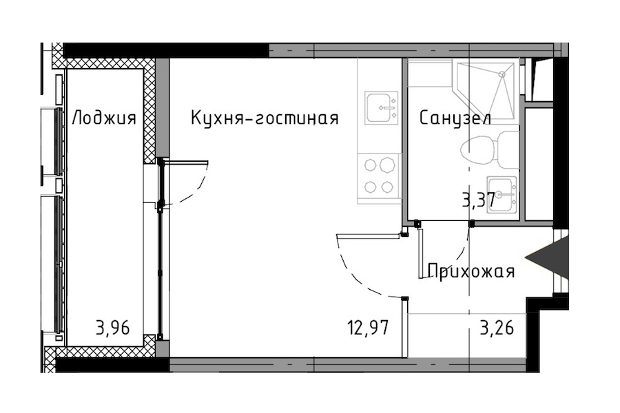 Студия, 22 м² — ЖК ЖК Нью Тайм (New Time)