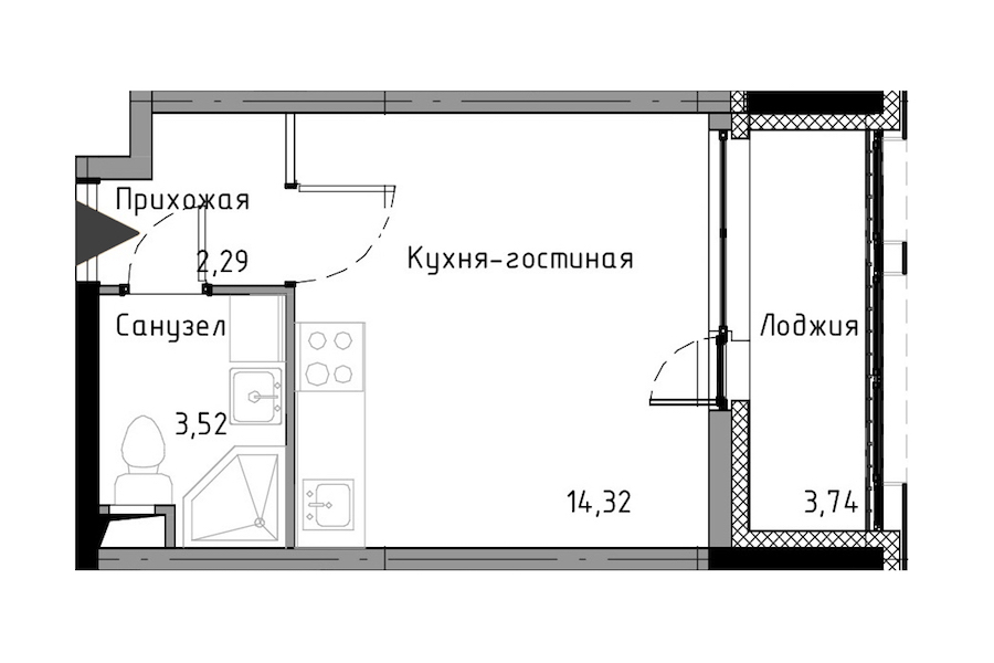 Студия, 22 м² — ЖК ЖК Нью Тайм (New Time)