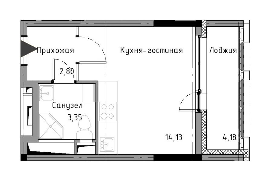 Студия, 22 м² — ЖК ЖК Нью Тайм (New Time)