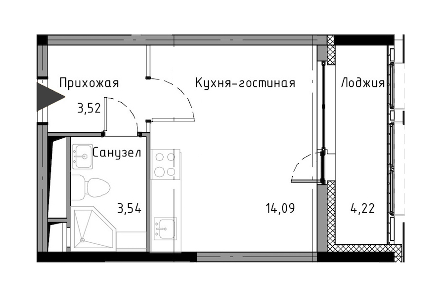 Студия, 23 м² — ЖК ЖК Нью Тайм (New Time)