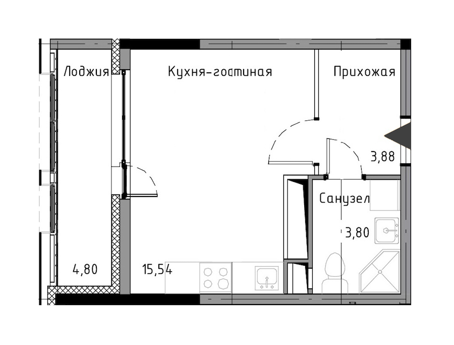 Студия, 26 м² — ЖК ЖК Нью Тайм (New Time)
