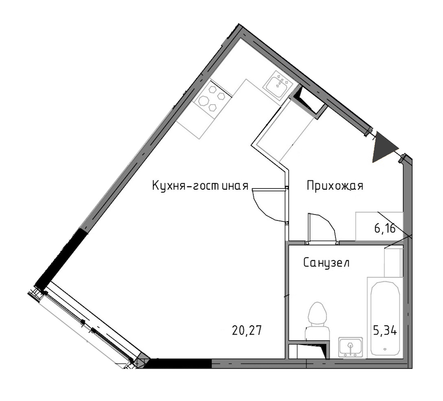 Студия, 32 м² — ЖК ЖК Нью Тайм (New Time)