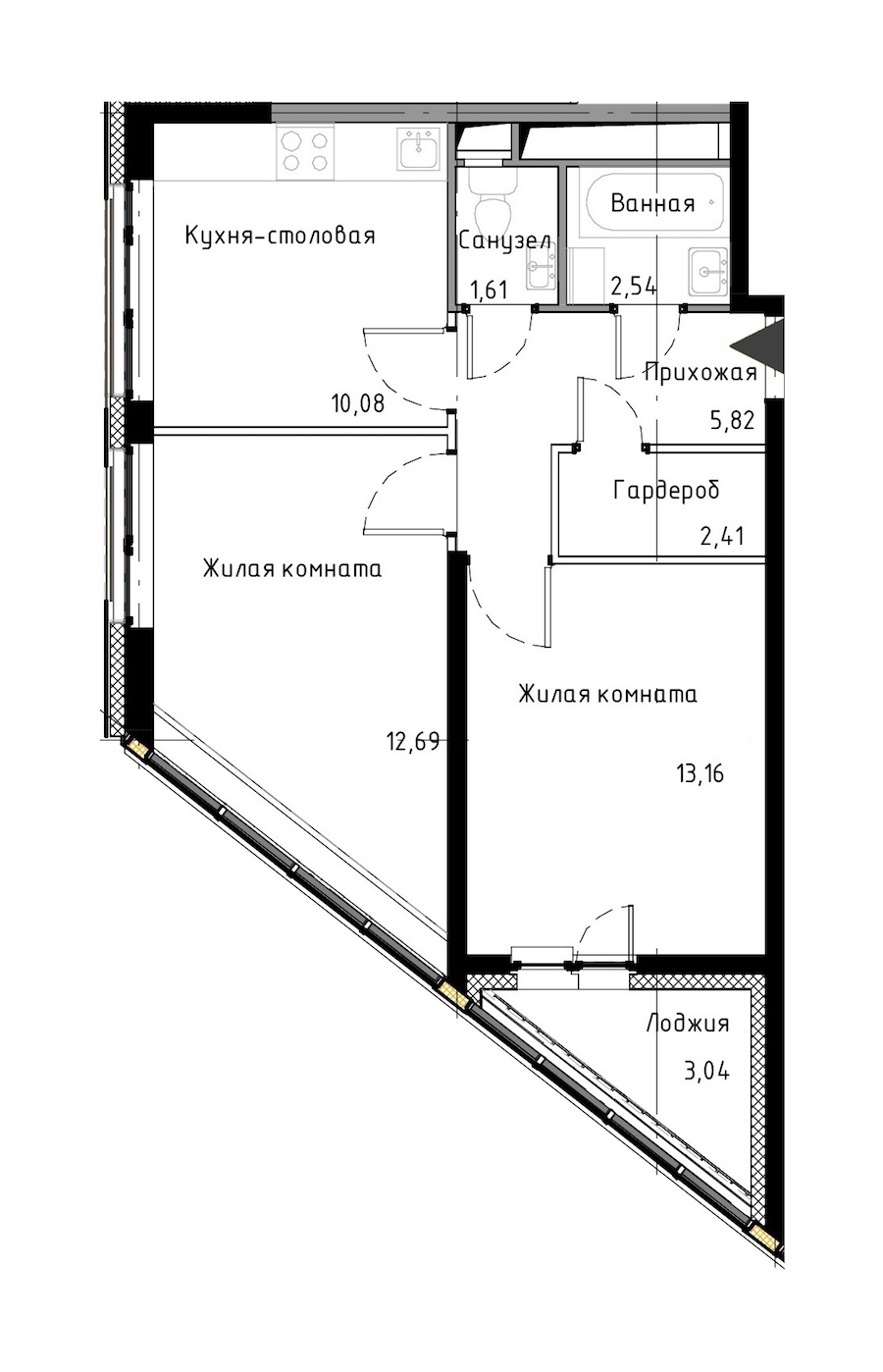 2-комнатная, 50 м² — ЖК ЖК Нью Тайм (New Time)