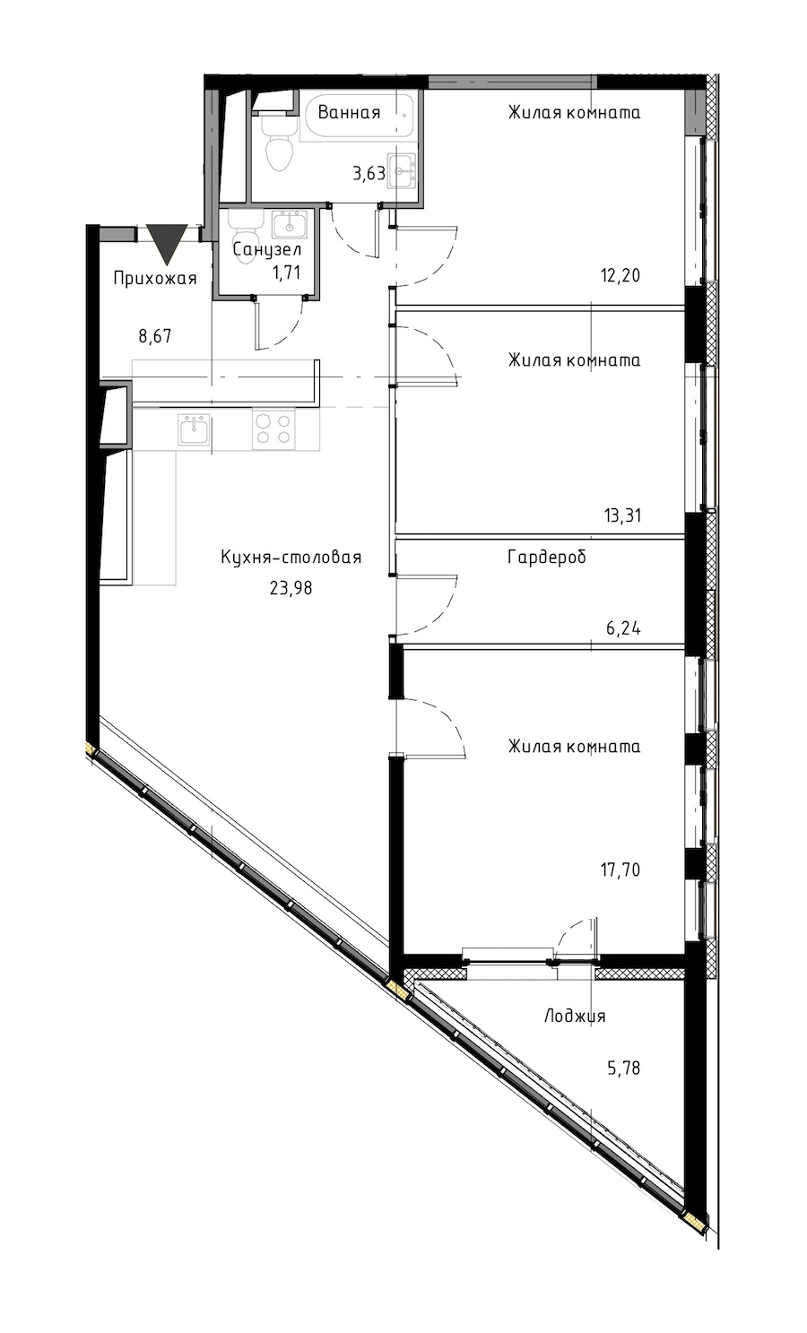 3-комнатная, 90 м² — ЖК ЖК Нью Тайм (New Time)