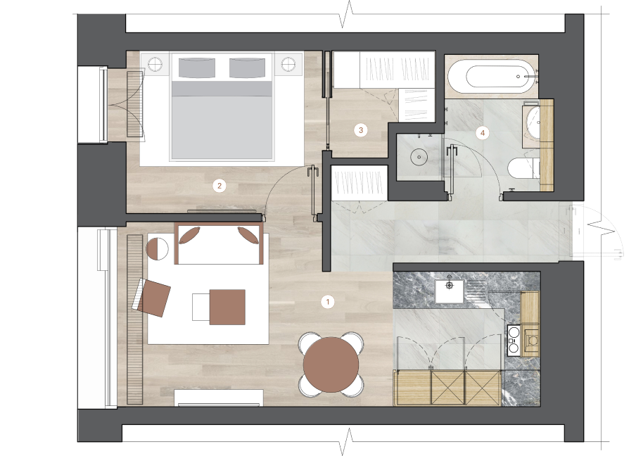 1-комнатная, 51 м² — ЖК ЖК One Trinity Place (Уан Тринити Плейс)