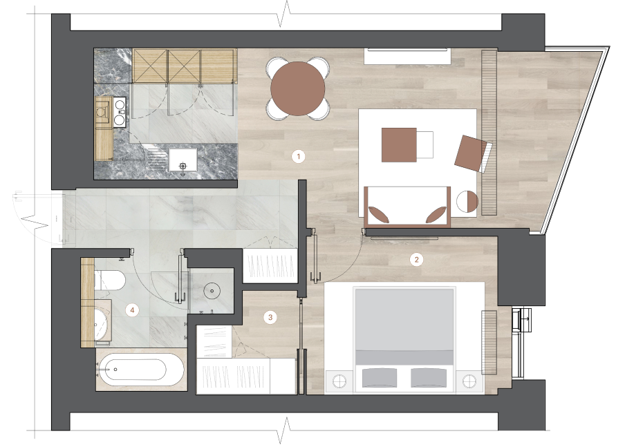 1-комнатная, 51 м² — ЖК ЖК One Trinity Place (Уан Тринити Плейс)