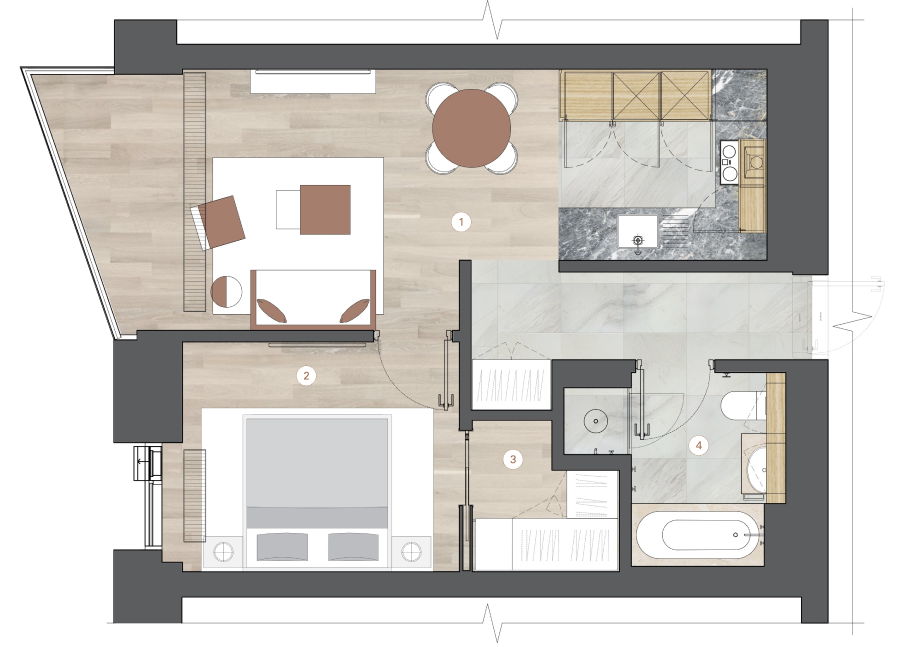1-комнатная, 51 м² — ЖК ЖК One Trinity Place (Уан Тринити Плейс)