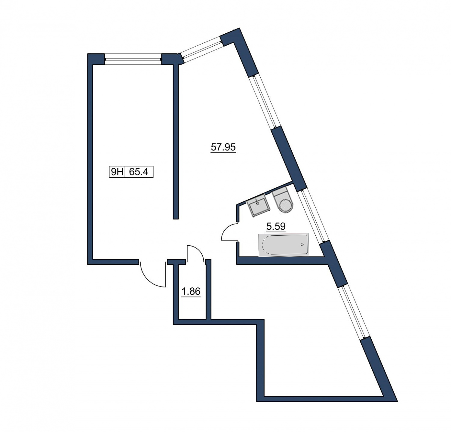 2-комнатная, 65 м² — ЖК ЖК Курортный