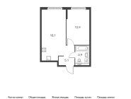 1-комнатная, 40 м² — ЖК ЖК Дальневосточный 15