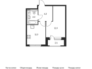 1-комнатная, 36 м² — ЖК ЖК Орловский парк