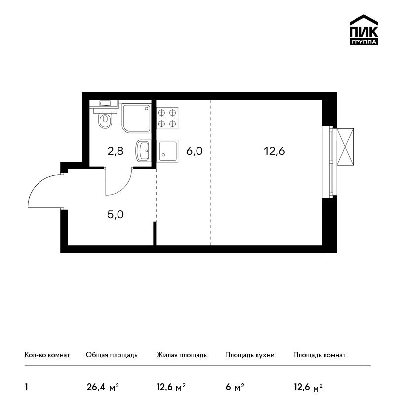 Студия, 26 м² — ЖК ЖК Орловский парк