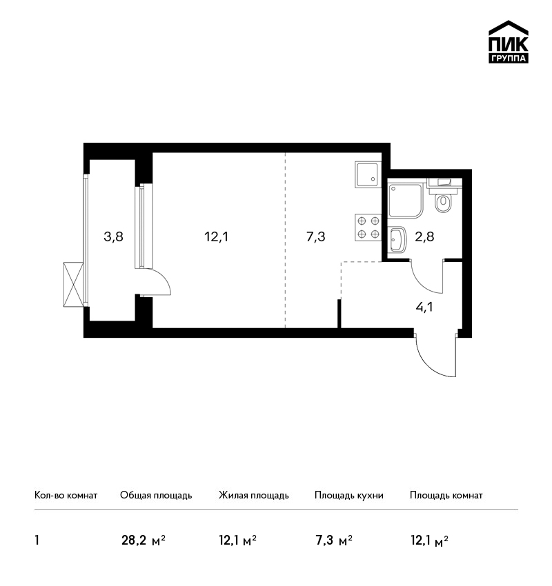 Студия, 28 м² — ЖК ЖК Орловский парк