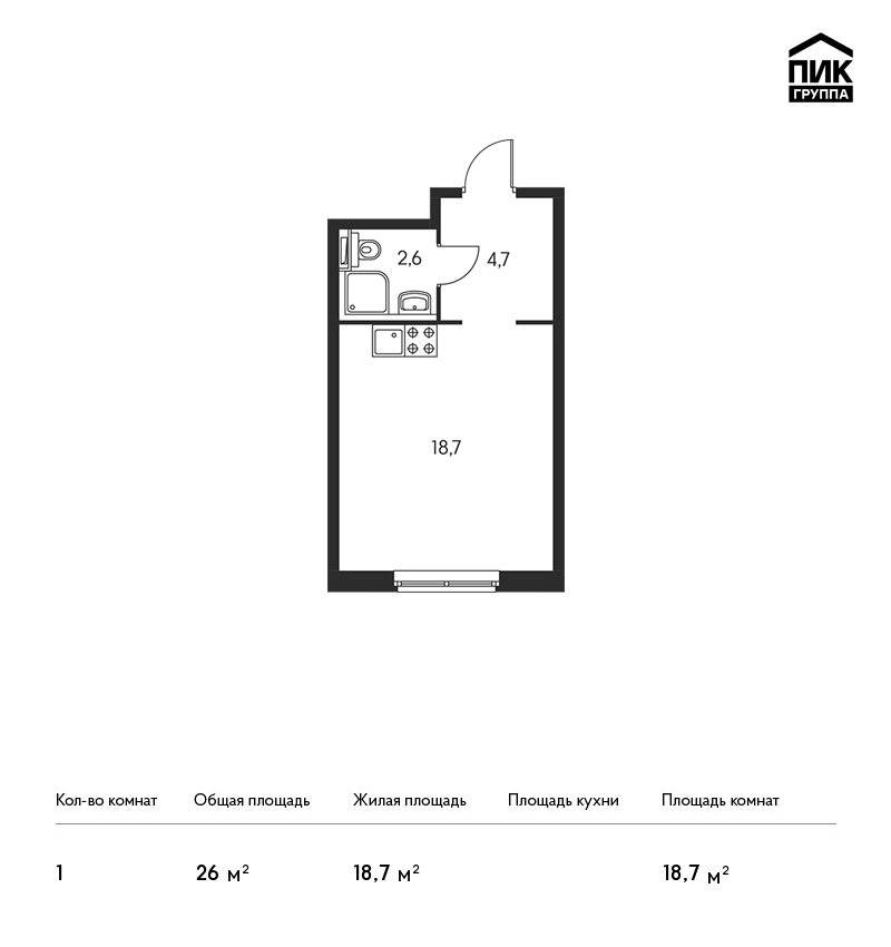 Студия, 26 м² — ЖК ЖК Орловский парк