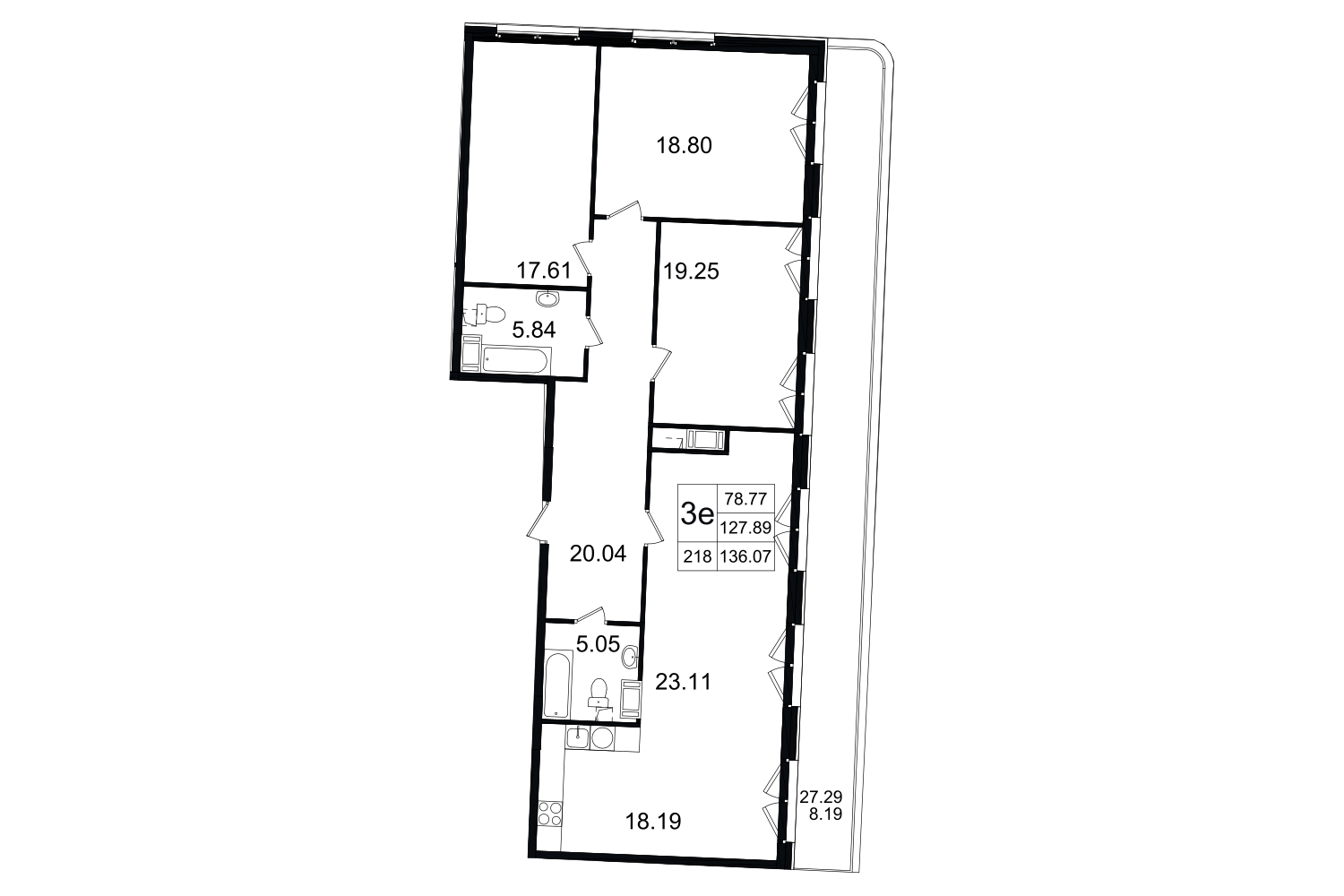 3-комнатная, 136 м² — ЖК ЖК Grand House (Гранд Хаус)