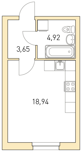 1-комнатная, 28 м² — ЖК ЖК Горки Парк