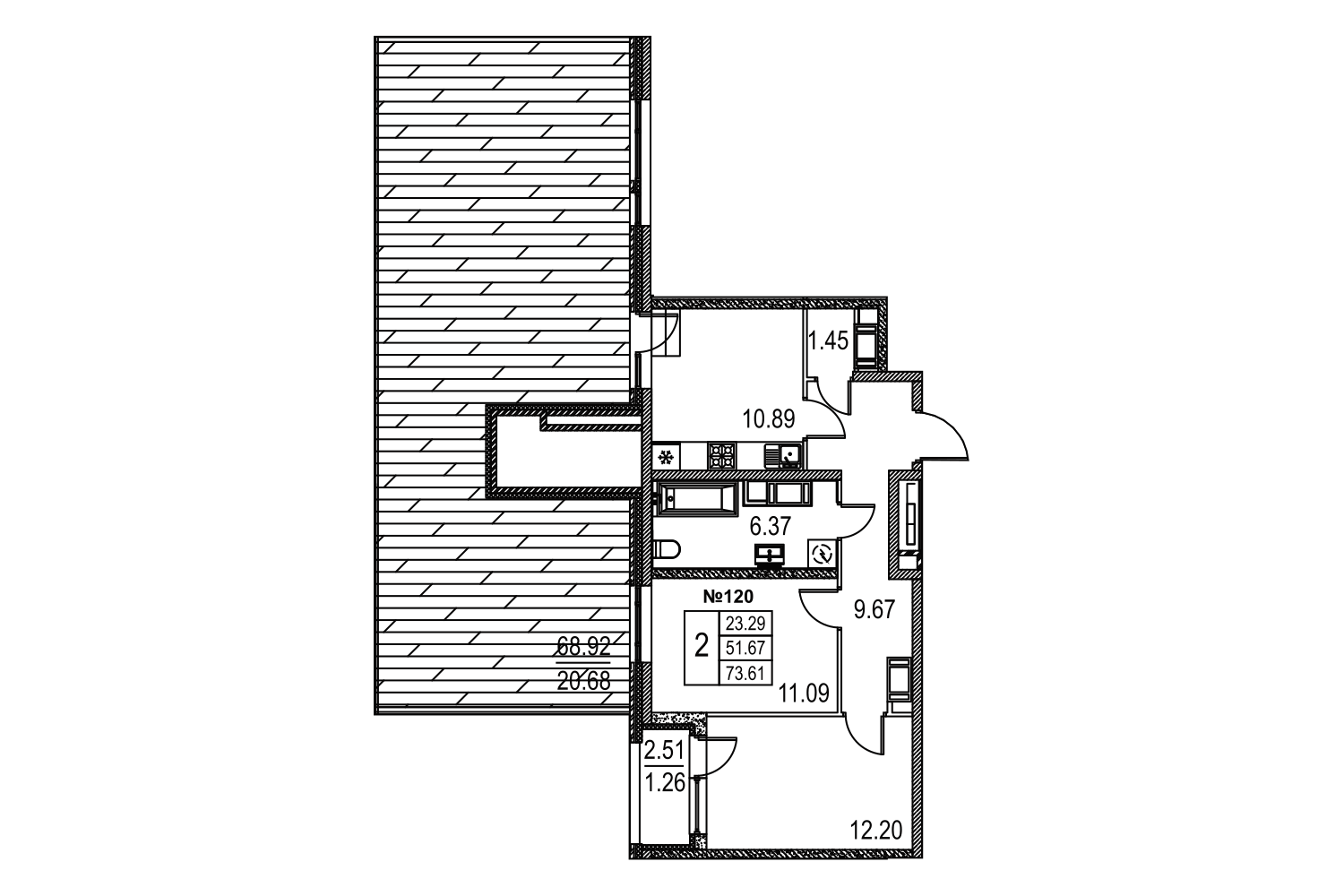 2-комнатная, 74 м² — ЖК ЖК Лиговский сити - Второй квартал (Ligovsky City)