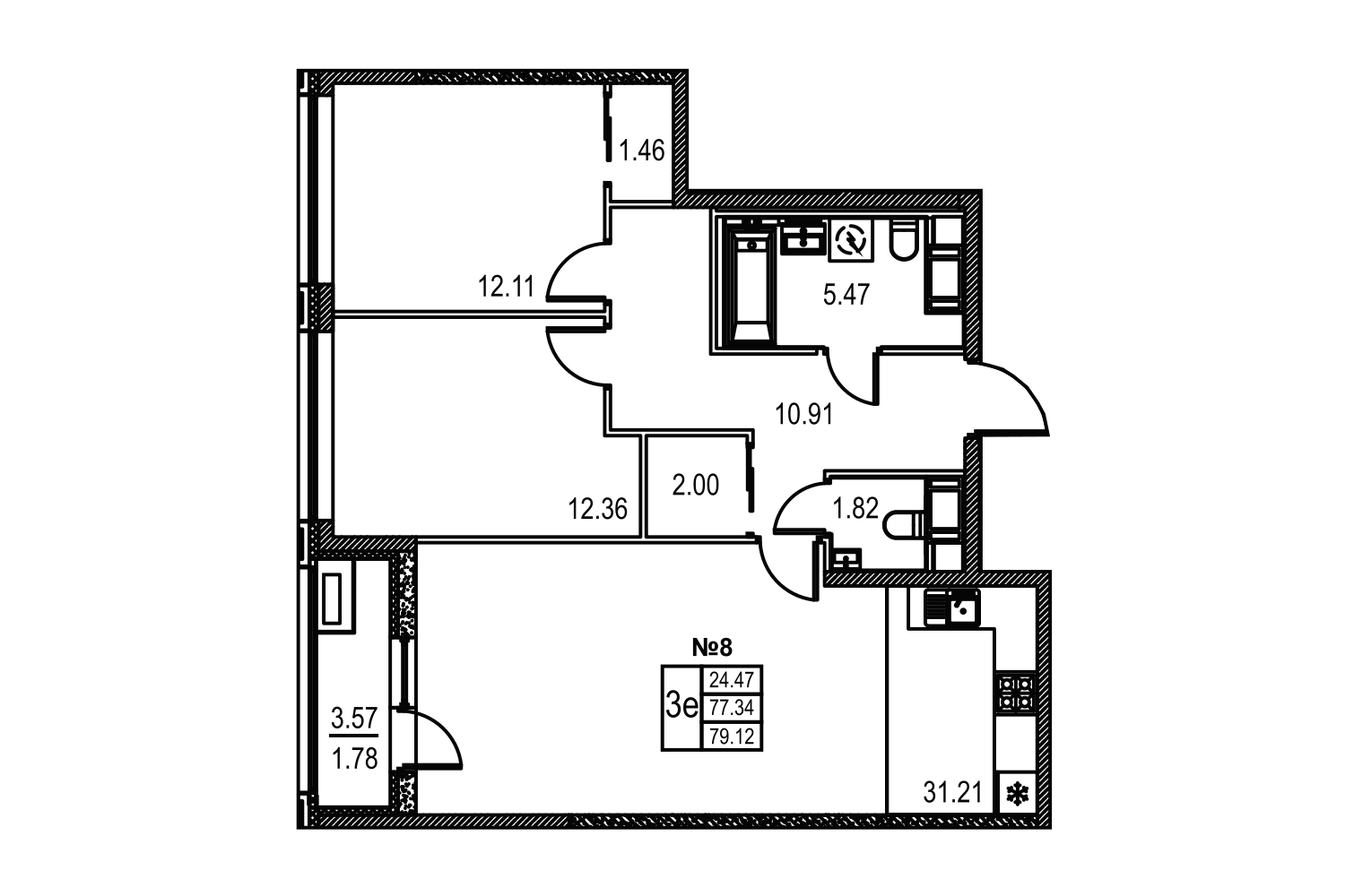 2-комнатная, 79 м² — ЖК ЖК Лиговский сити - Второй квартал (Ligovsky City)