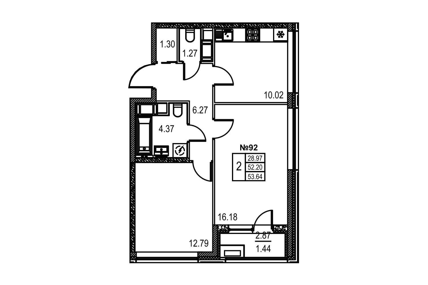 2-комнатная, 53 м² — ЖК ЖК Лиговский сити - Второй квартал (Ligovsky City)