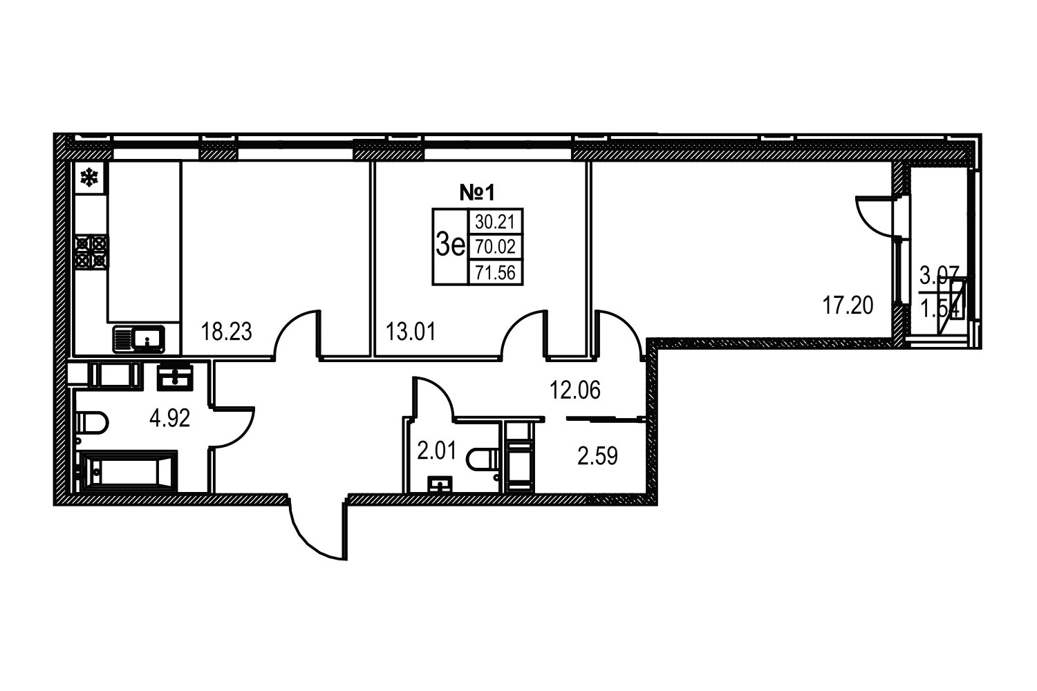 2-комнатная, 72 м² — ЖК ЖК Лиговский сити - Второй квартал (Ligovsky City)