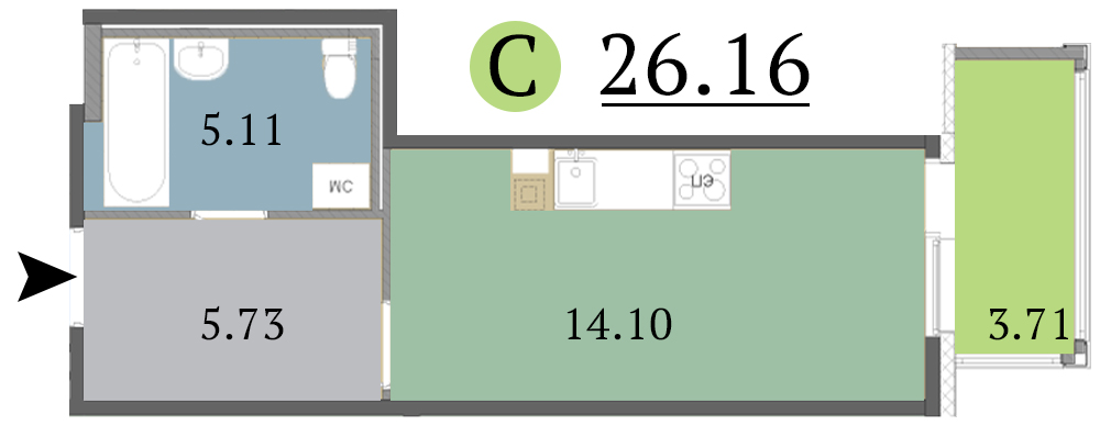 Студия, 26 м² — ЖК ЖК Red Village (Рэд Вилладж)