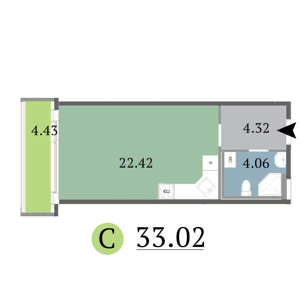 Студия, 33 м² — ЖК ЖК Red Village (Рэд Вилладж)