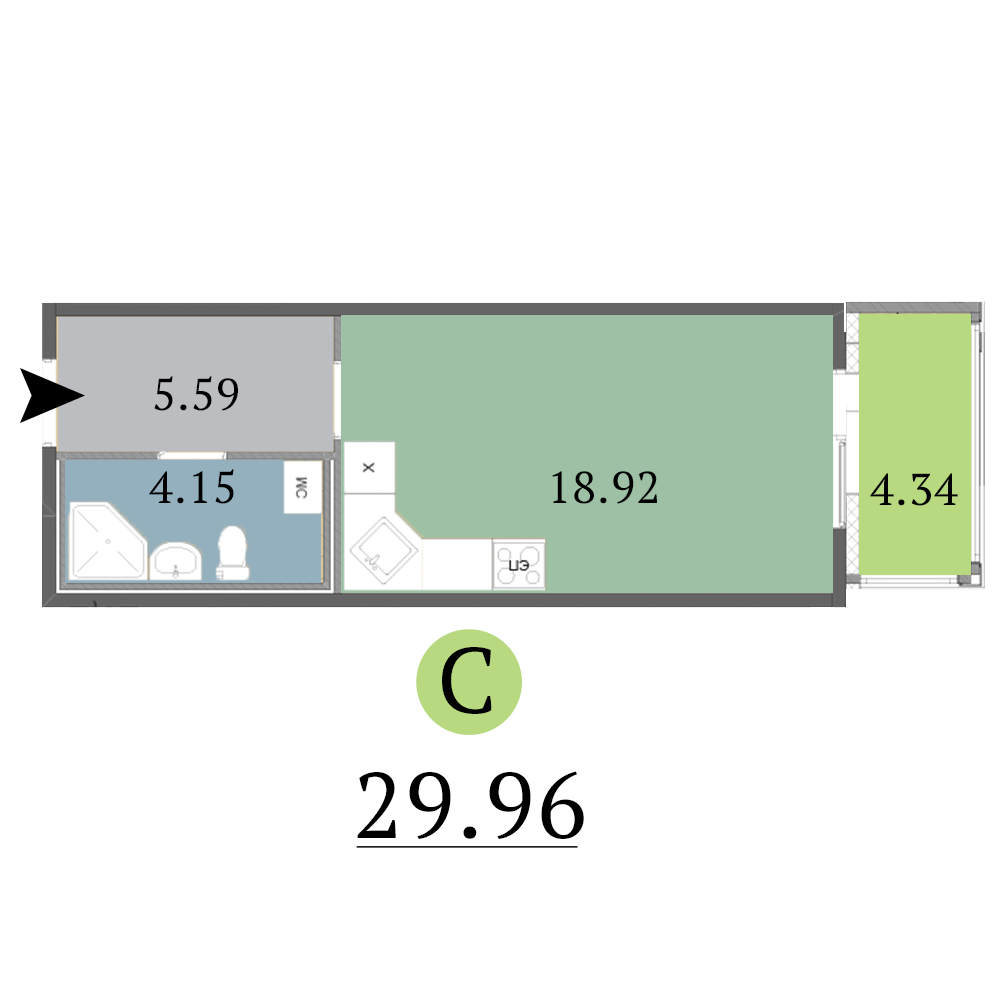 Студия, 30 м² — ЖК ЖК Red Village (Рэд Вилладж)