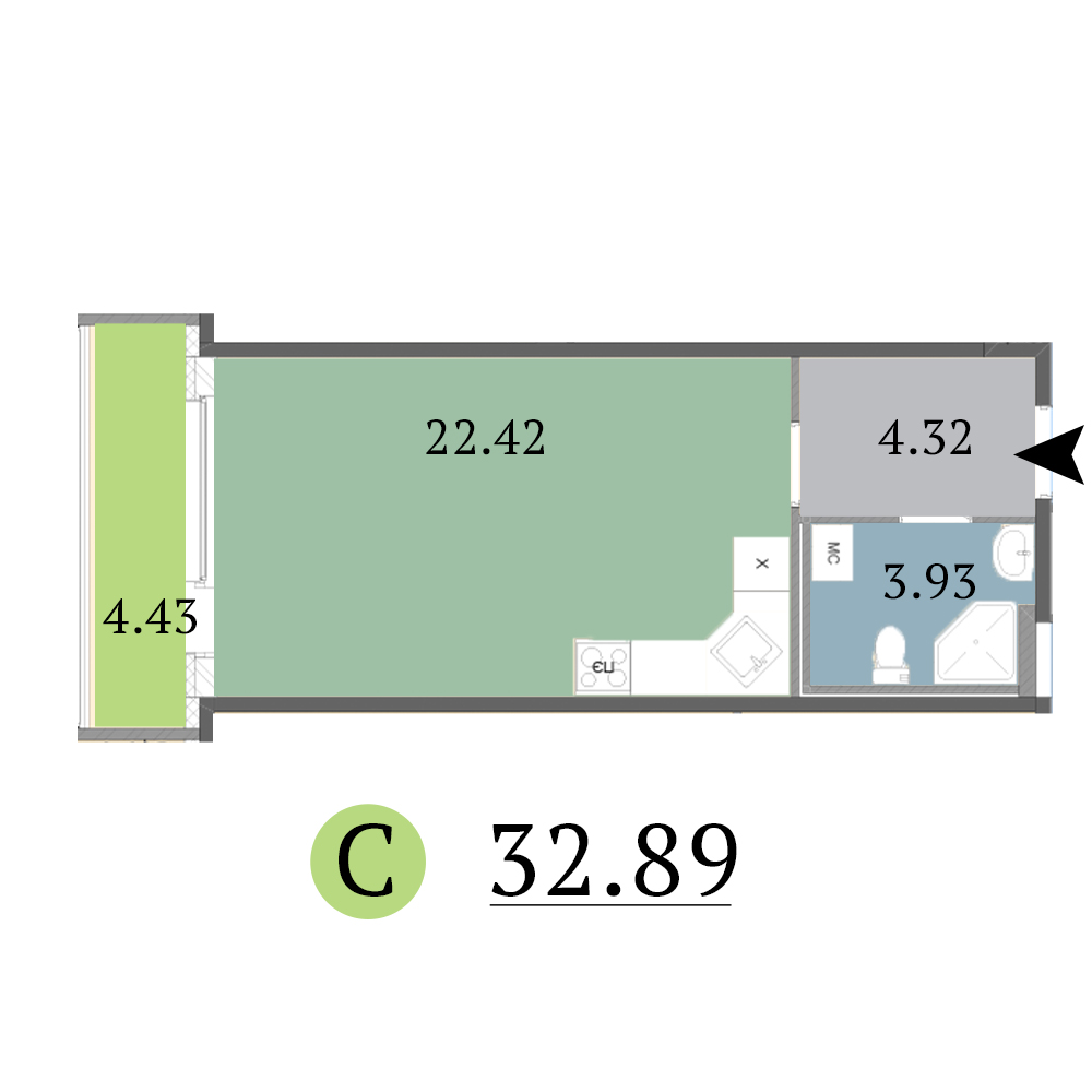 Студия, 33 м² — ЖК ЖК Red Village (Рэд Вилладж)