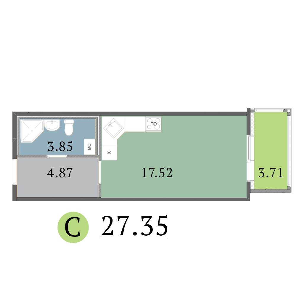 Студия, 27 м² — ЖК ЖК Red Village (Рэд Вилладж)