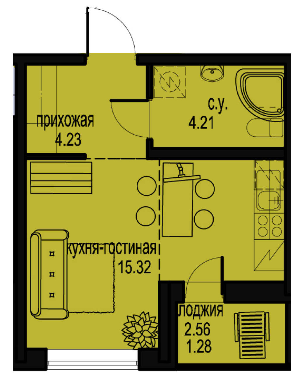 Студия, 25 м² — ЖК ЖК ID Мурино (Айди Мурино)