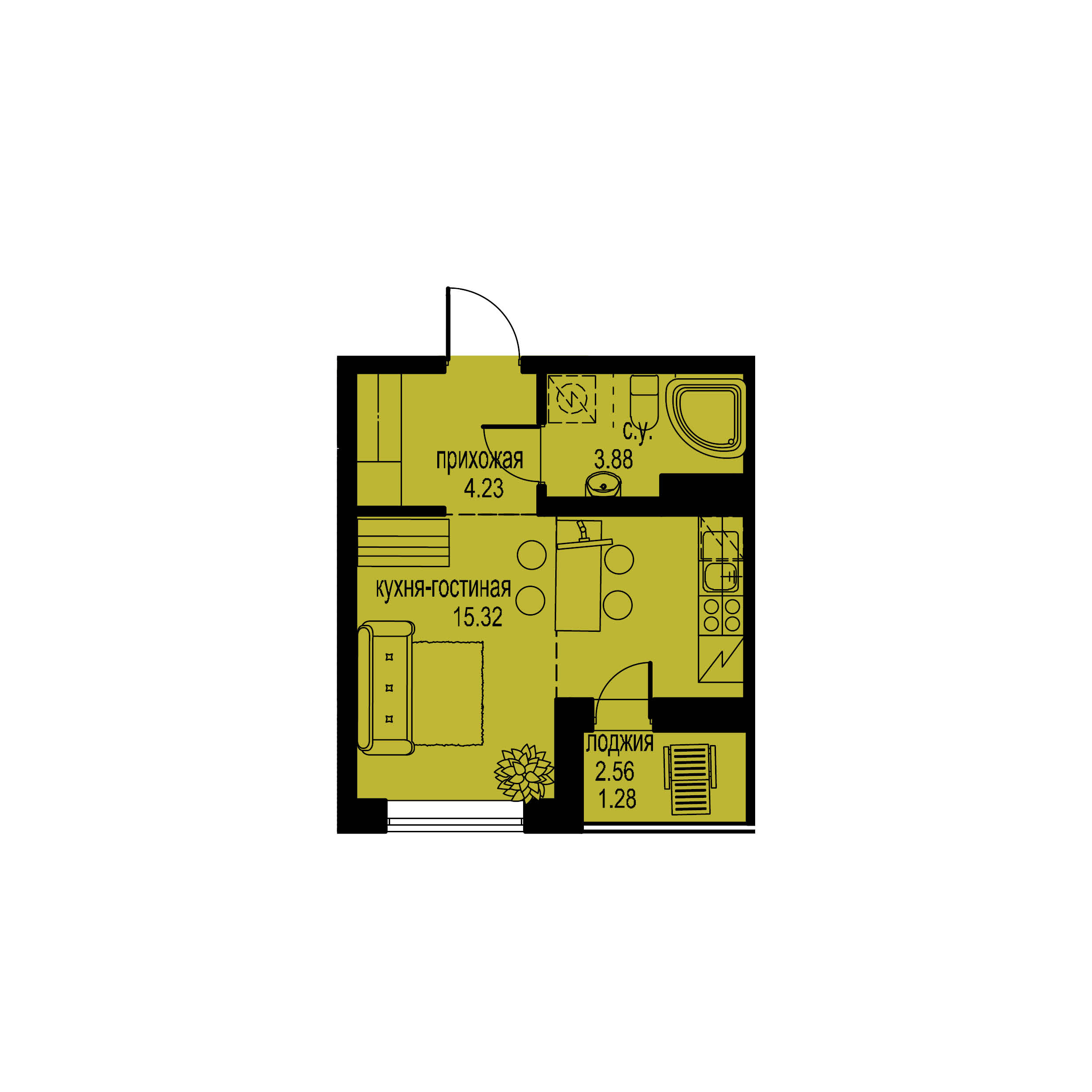 Студия, 25 м² — ЖК ЖК ID Мурино (Айди Мурино)