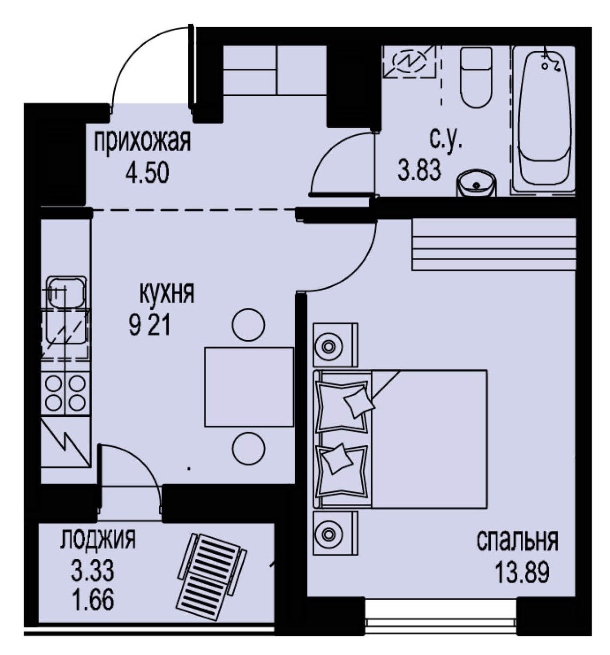 1-комнатная, 33 м² — ЖК ЖК ID Мурино (Айди Мурино)