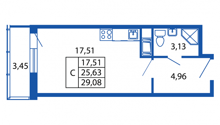 Студия, 26 м² — ЖК Апарт-комплекс М97