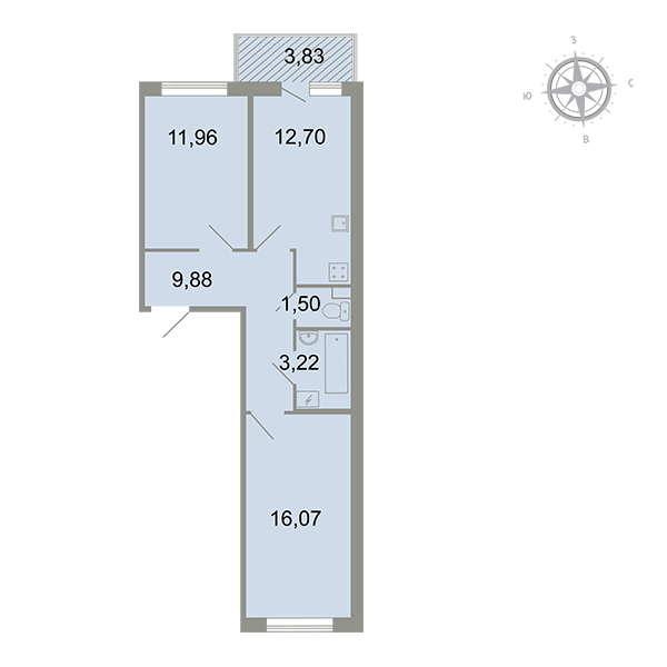2-комнатная, 56 м² — ЖК ЖК Клёны