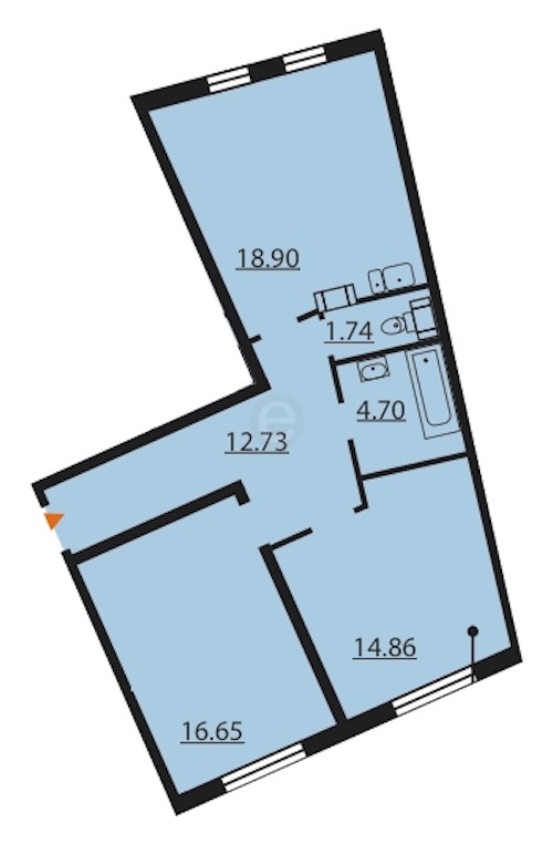 2-комнатная, 68 м² — ЖК ЖК Южная акватория (Паруса)