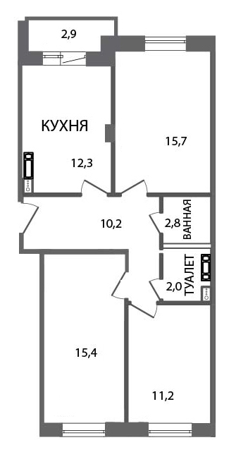 3-комнатная, 71 м² — ЖК ЖК ЗемлЯнино
