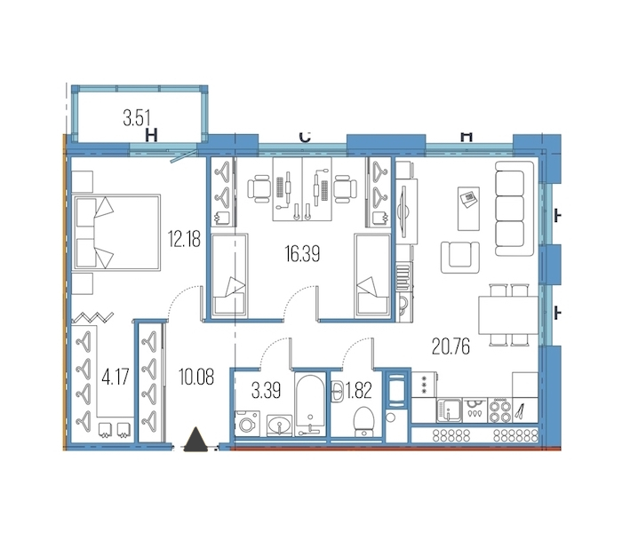 2-комнатная, 69 м² — ЖК ЖК Legenda Героев