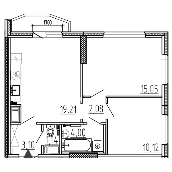 2-комнатная, 57 м² — ЖК ЖК Yoga (Йога)