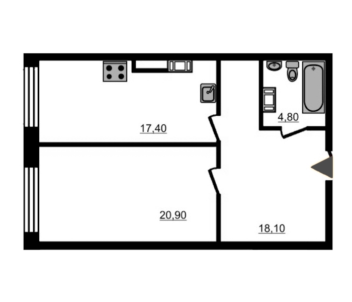 1-комнатная, 62 м² — ЖК ЖК Fusion (Фьюжн)