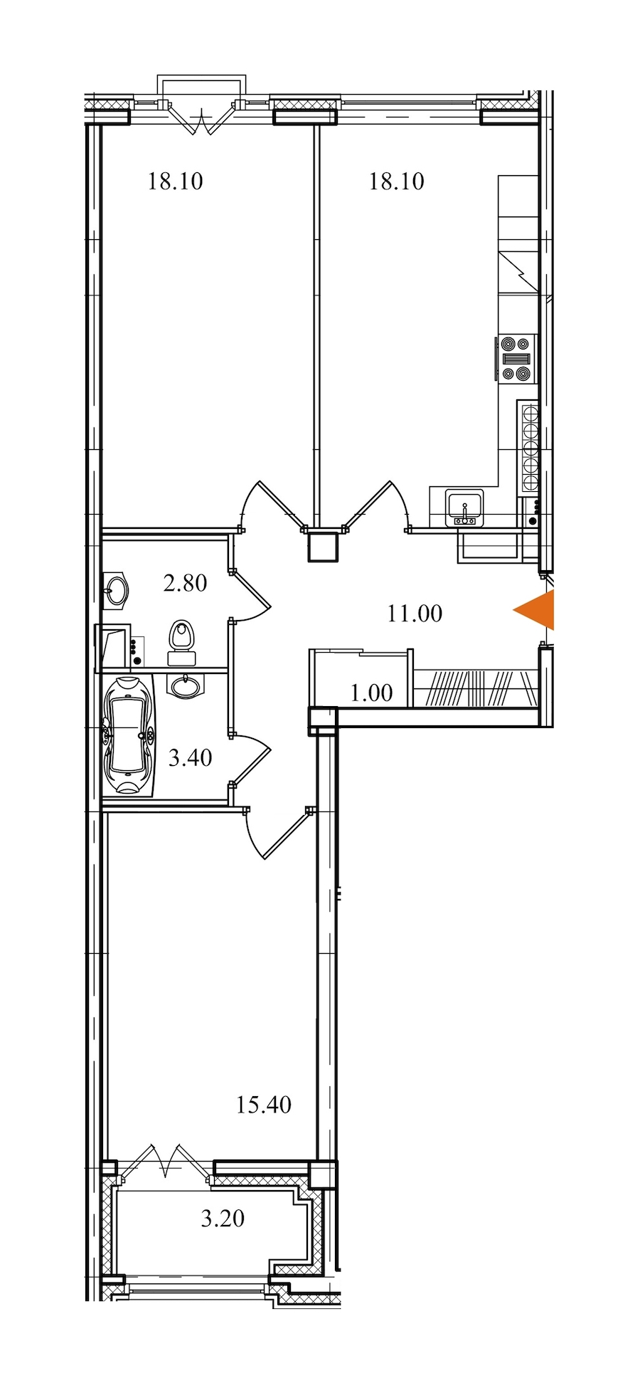2-комнатная, 70 м² — ЖК ЖК Victory Plaza (Виктори Плаза)
