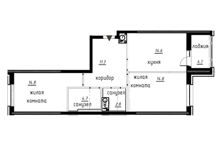 2-комнатная, 65 м² — ЖК ЖК Лайф Лесная