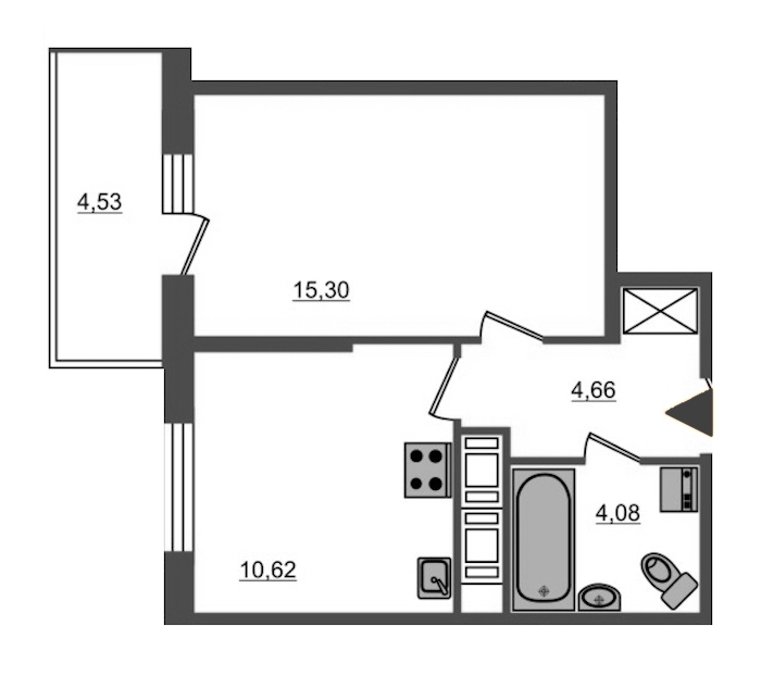 1-комнатная, 35 м² — ЖК ЖК Полис на Неве