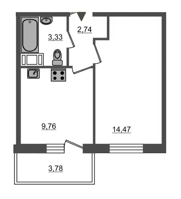 1-комнатная, 30 м² — ЖК ЖК Браво