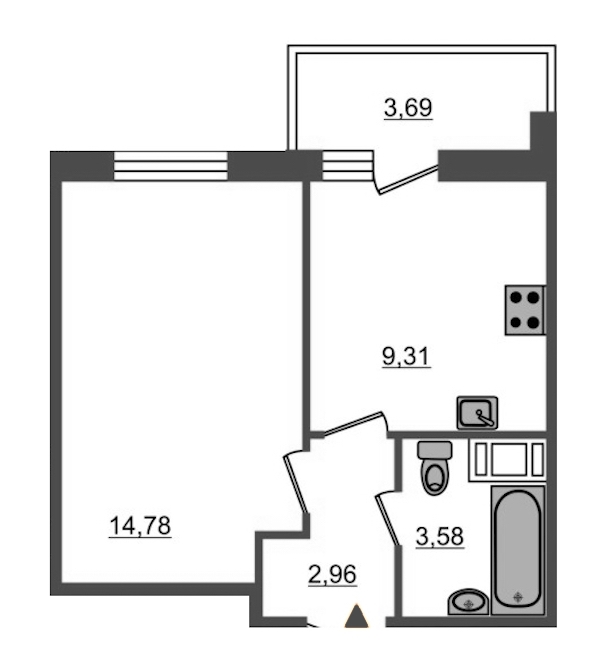 1-комнатная, 31 м² — ЖК ЖК Браво