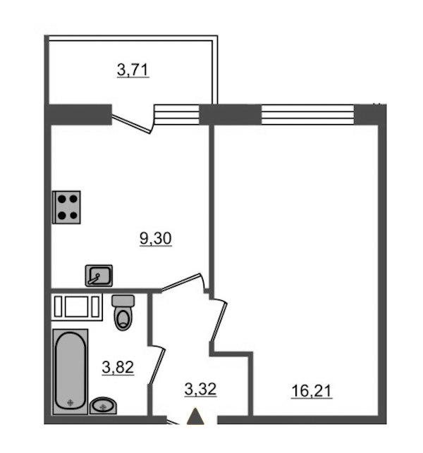 1-комнатная, 33 м² — ЖК ЖК Браво