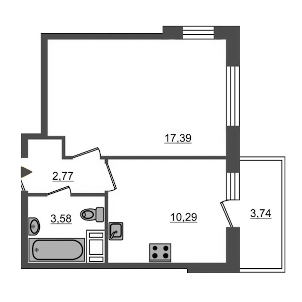 1-комнатная, 34 м² — ЖК ЖК Браво