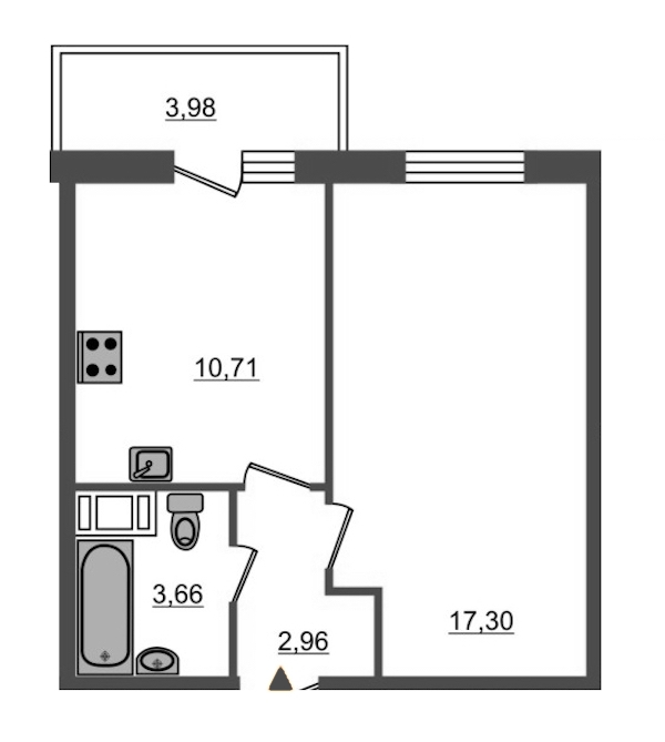 1-комнатная, 35 м² — ЖК ЖК Браво