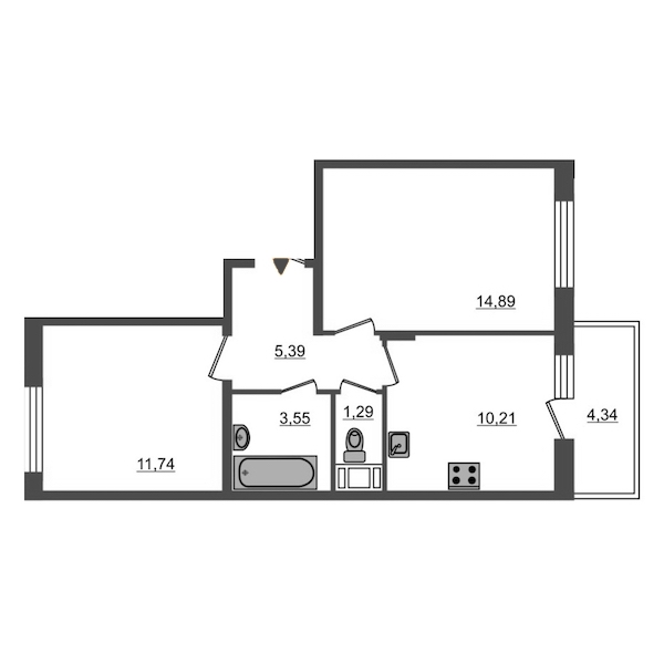 2-комнатная, 47 м² — ЖК ЖК Браво