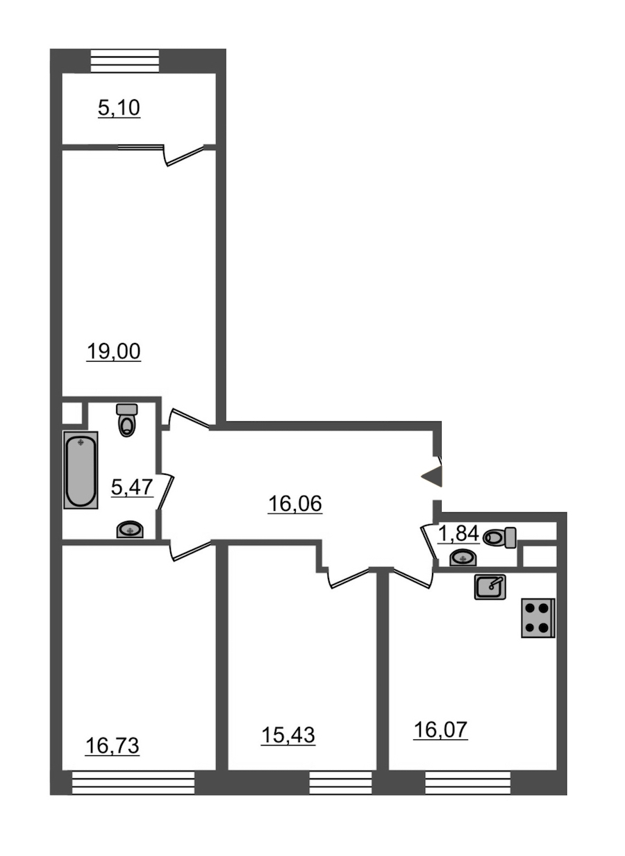 3-комнатная, 96 м² — ЖК ЖК Botanica (Ботаника)